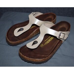 Birkenstock Gizeh Sandals Women 39‎ Graceful Pearl White Birko-Flor Birkibuc